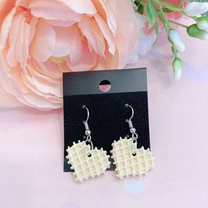Cream white heart shape earrings